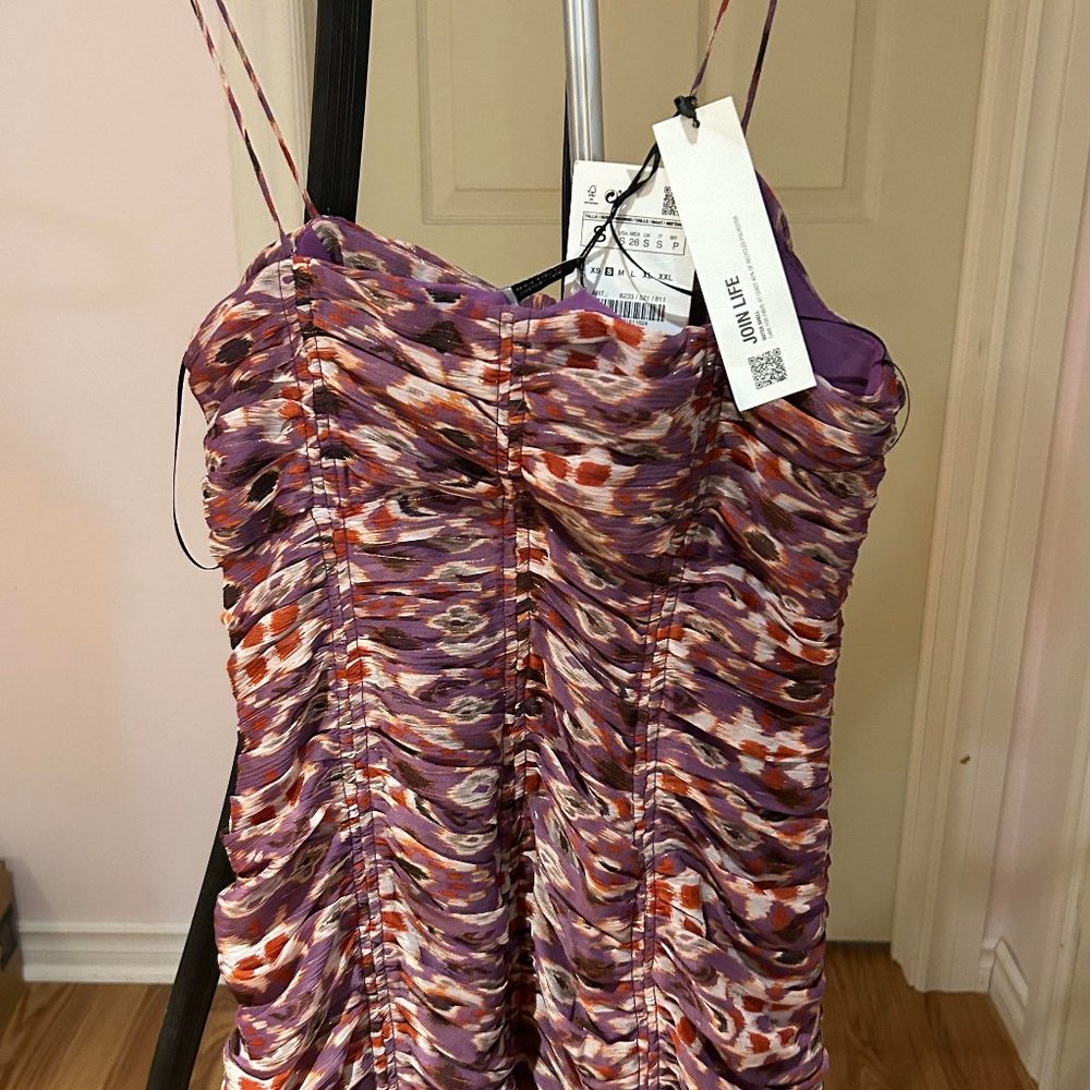 NWT Zara purple and pink mini dress size S